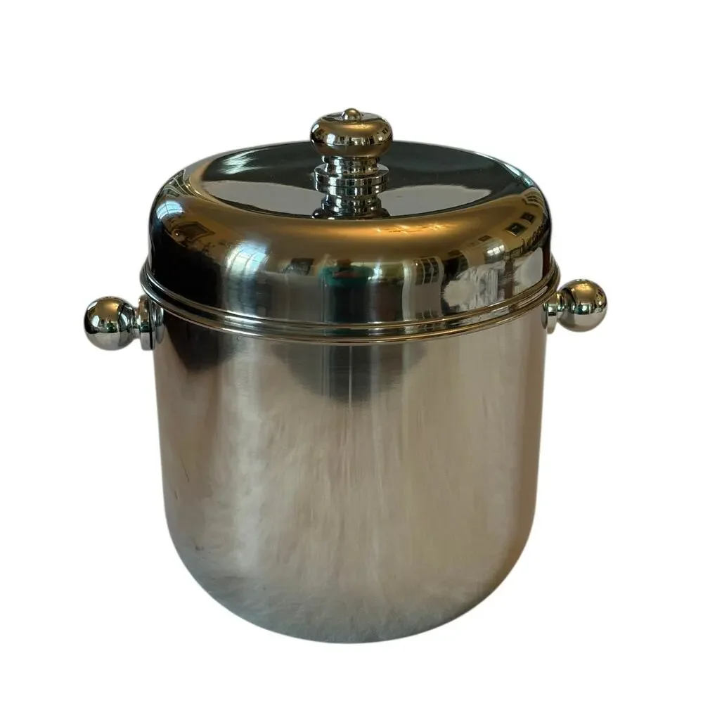 Vintage Godinger Stainless Steel Vodka on Ice Bucket With Five Shot Glasses